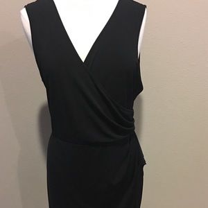 Simple black mock wrap dress